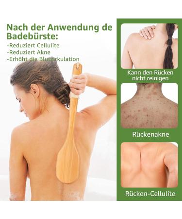 Saunnihen 44.5cm Long Wooden Back Brush - Natural Bristles for Body Exfoliation & Cellulite Removal | International Shipping Available - Buy Online on GoSupps.com
