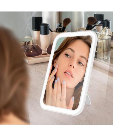 Touch Screen LED Makeup Mirror | 3 Colors Dimmable | Rechargeable USB | Portable Vanity Mirror for Travel | Cosmetic Mirror for Girls - Buy Online on GoSupps.com