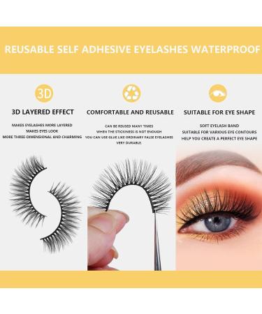 Buy Reusable Waterproof Self Adhesive Eyelashes - No Glue Easy Wear Naturally Thick Styles - Buy Online on GoSupps.com