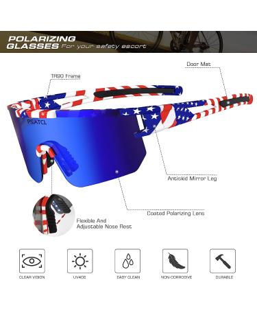 PSATCL Polarized Sunglasses | UV400 Outdoor Sports Sunglasses for Men and Women | Dark Blue Lens - Buy Online on GoSupps.com