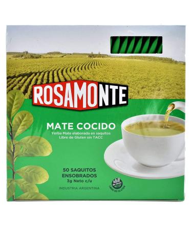Yerbee Rosamonte Yerba Mate Tee Cocido Tradicional 50 Tea Bags (150g) - Ripening Time is 12 Months - Detox & Energy Drink