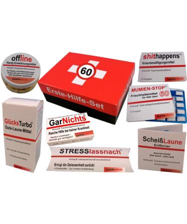 quacksalberei first aid kit funny first aid kit for the 60th birthday (8 pieces) - Buy Online on GoSupps.com