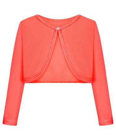 BONNY BILLY Girls Cardigan Long Sleeve Knitted Cotton Bolero Shrug Kids Clothing 10-11 Years Orange