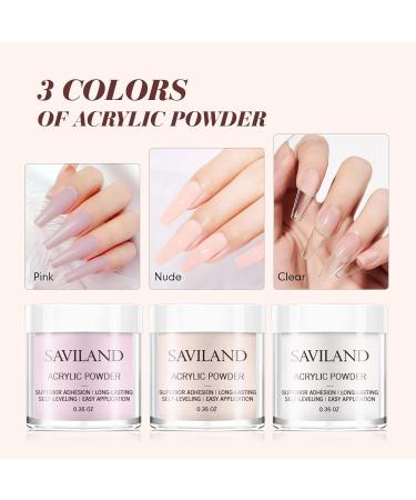 Saviland Acrylic Nail Kit Starter - Clear Pink Nude Acrylic Powder & Monomer - Complete Acrylic Nail Set for Home Practice - Press On Nails & Tools Included - Buy Online on GoSupps.com