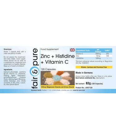 Fair & Pure - Zinc + Histidine + Vitamin C - Vegan - 120 capsules - Buy Online on GoSupps.com