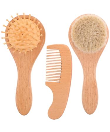 Beavorty Body Scrub Body Scrub Body Scrub Body Scrub 3pcs Baby Hair Brush and Comb Set for Newborns Toddlers with Soft Goat Bristle Wooden Baby Body Scrubber for Cradle Cap Baby Registry Gift Loofah