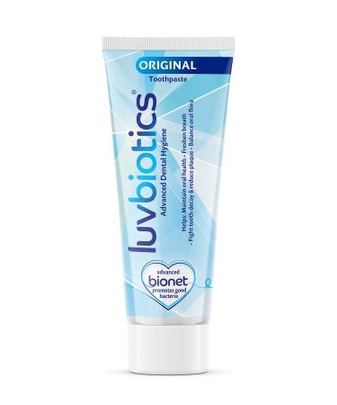 Luvbiotics Original Toothpaste with Probiotics & Xylitol Promotes Good Bacteria for Fresh Breath  Healthy Gums & Teeth. Free from SLS  Parabens  Artificial Colors  Flavors  and Sweeteners 75ml Tube 1