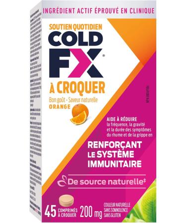 COLD-FX Orange Chewables Ginseng Extract Reduce Chance Cold and Flu Support Immune System - 45 Tablets Orange 45 count (Pack of 1) - Buy Online on GoSupps.com