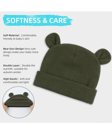 XIAOHAWANG Newborn Hospital Hat Preemie Boys Girls Beanie with Bear Ears | Infant Baby Hats 0-6 Months - Color-D - Buy Online on GoSupps.com