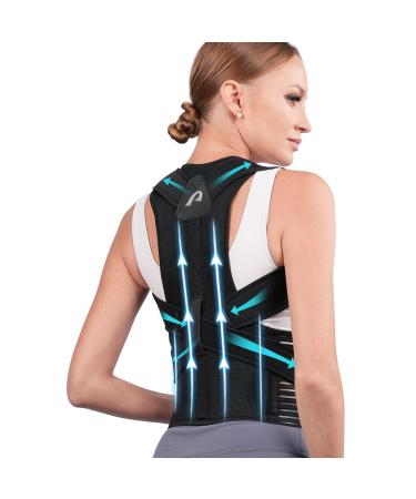 Support Waist Lumbar Back Straightener Posture Corrector Back M Medium BLACK