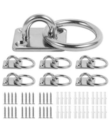 Lyaor 6 pieces 304 stainless steel augtplatte with ring M5 eyelet bracket (35x30mm) - durable fastening hook up to 48kg weight - wall hook with screw for hanging from hammock boxing boxing bag yoga rope