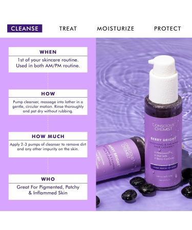 Conscious Chemist Niacinamide Face Wash | Pore Refining Brightening Cleanser for Women & Men - Berry Bright - Buy Online on GoSupps.com