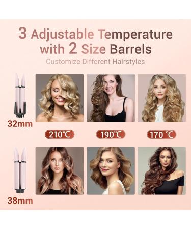 Bestope MIX Rotating Hair Curler with Adjustable Temperature - 2 Barrels 32/38mm for Short and Long Hair Silver - Buy Online on GoSupps.com