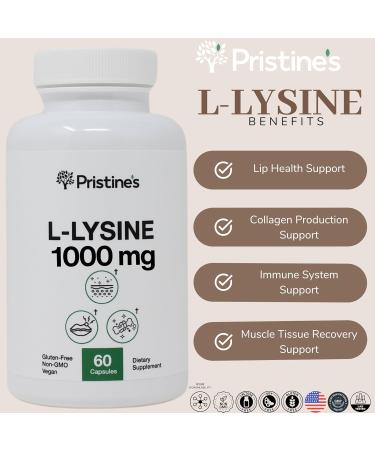 PRISTINE S L Lysine 1000MG | Vegan Amino Acid for Lip & Gum Health Immunity & Muscle Support | 30-Day Supply - Gluten Free - Buy Online on GoSupps.com