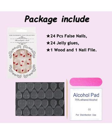 Square Press On Nails: Short & Medium French Acrylic Full Cover False Nails for Women and Girls - Set of 21 - Buy Online on GoSupps.com