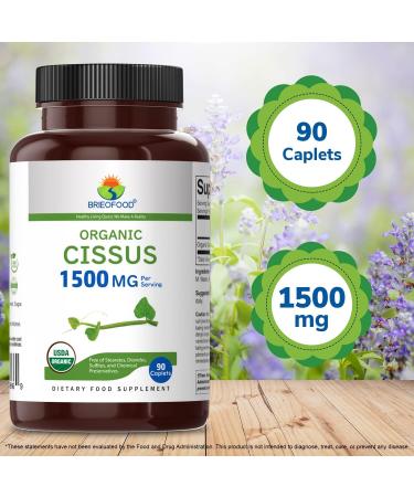 Brieofood Organic Cissus Quadrangularis 1500mg 45 Servings Vegetarian Gluten Free 90 Vegetarian Tablets 90 Count (Pack of 1) - Buy Online on GoSupps.com