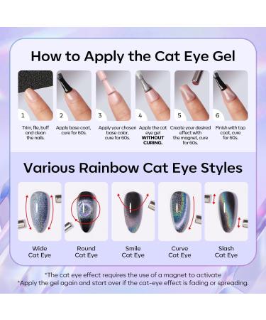 Modelones Cat Eye Gel Nail Polish 1PCS 15ml Rainbow Holographic 9D Silver Shimmer Velvet Glitter Gel Polish with Magnet Stick Soak Off LED Nail Art Manicure Salon DIY Home - Buy Online on GoSupps.com