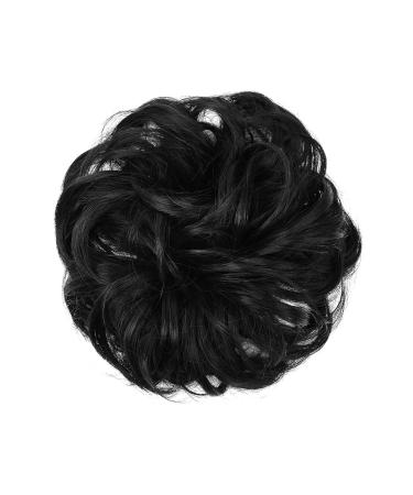 Hair Bun Hairpiece for Women Messy Synthetic Hair Bun Daily Wear Chignon Scrunchies Fake Hair Band Braid Elastic Hairpiece Tail For Women H9 Hair Chignons(1B)