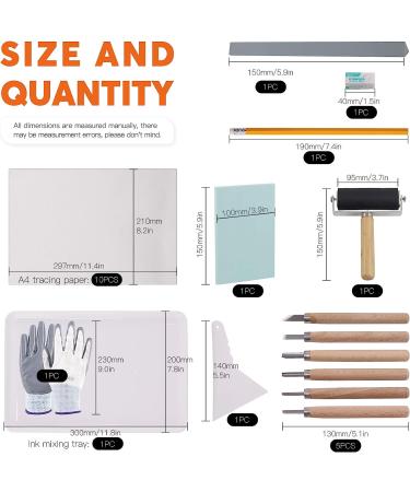 Rustark 24-Piece Block Printing Starter Tool Kit for Stamp Making and Printmaking - Buy Online on GoSupps.com