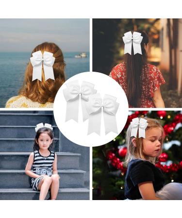 2 Pack 6 inch Bow Hair Clips Large Hair Bow Hair Barrette Clips for Women Girls White Hair Bow for Women - Buy Online on GoSupps.com