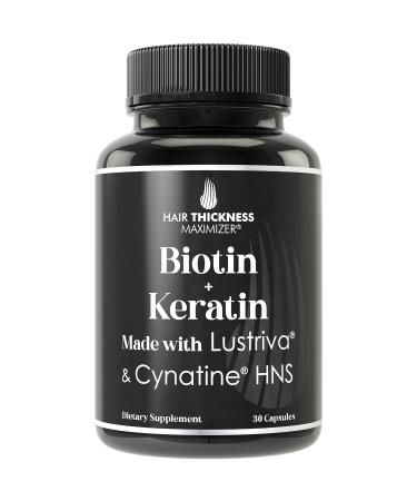 Lustriva Hair Growth Supplement + Cynatine HNS Keratin - 2 Clinically Proven Ingredients in 1 Capsule. Biotin 10000mcg and Soluble Keratin. Vitamins for Hair & Skin. Supplements for Women & Men Lustriva + Cynatine Keratin
