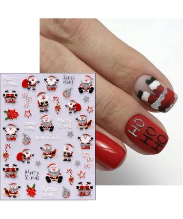 3D Christmas Nail Stickers 6 Sheets 5D Self-Adhesive Embossed Nail Decal Gnome Snowflake Nail Art Decoration Design Supplies - Buy Online on GoSupps.com