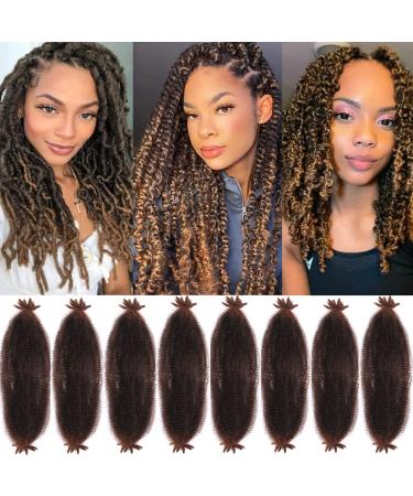 Leeven 24 Inch Pre-Separated Springy Afro Twist Hair 8 Packs Popping Spring Twist Hair for Marley Locs Twist Braiding Hair 10 Strands/Pack Black Pre-fluffed Afro Kinky Marley Hair Extensions /T27# 24 Inch (Pack of 8) T27#