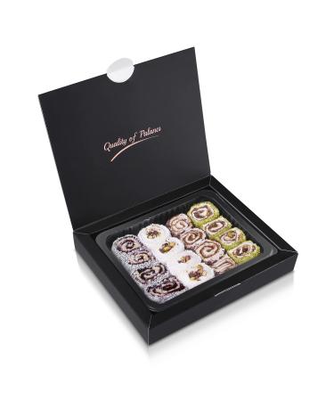 Palanci | Sweets Turkish Delight Rolled Lokum 400 gr. | Sweet hamper | Premium Lokum Since 1870 | Turkish Delight Gift Box | Vegetarian | Halal Sweets with Pistachios Chocolate Blackberry |Sweet Box