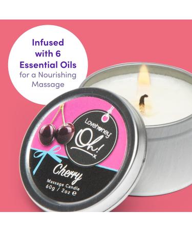 Lovehoney Oh! Cherry Massage Candle - 60g - 6 Essential Oils - Vegan Friendly - Buy Online on GoSupps.com
