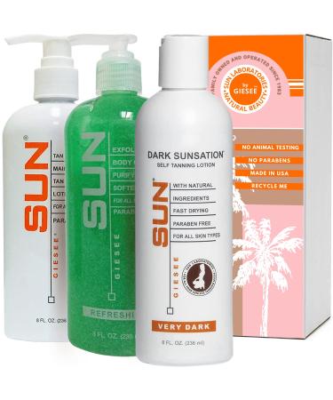 Sun Labs Self-Tanning Lotion  Tan Maintainer  and Exfoliant for Golden Soft Skin - 3 8 oz. Bottles 3 x 8 Fl Oz Very Dark