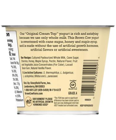 Brown Cow Cream Top Cherry Vanilla Whole Milk Yogurt - 5.3 oz. Cup - Buy Online on GoSupps.com