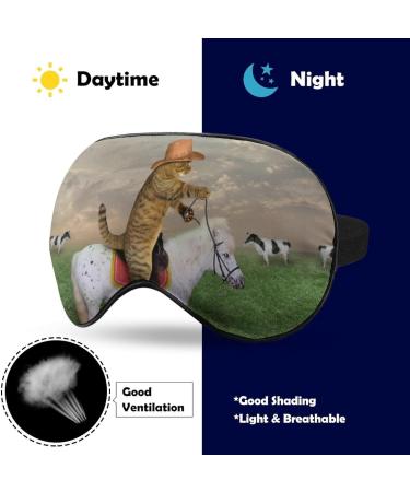 Funny Cat Riding Horse Sleep Mask - Adjustable Strap, Blocking Light for Night Travel Nap - Men & Women - Buy Online on GoSupps.com