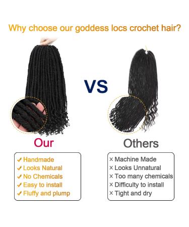 Goddess Locs Crochet Hair 16 Inch 6 Pack - Pre-looped Faux Locs for Black Women - Soft Synthetic Braiding Hair Extensions in 1B - Buy Online on GoSupps.com