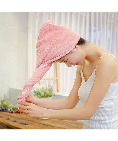 Super Absorbent Microfiber Towel for Women - Fast Drying Hair Turban for Curly Long & Thick Hair (Light Pink) - 25.4 x 66 cm - Buy Online on GoSupps.com