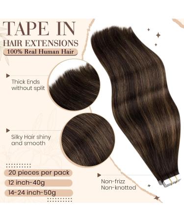 Buy Hetto Tape In Extensions - Real Hair Balayage Brown to Ash Brown #2/8/2 | 40cm 50g | Premium Hair Recovery - Buy Online on GoSupps.com
