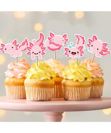 Pink Axolotl Cupcake Topper for for Pink Fish Birthday Cupcake Decorations Cute Axolotl Theme Party Decorations Supplies - Buy Online on GoSupps.com