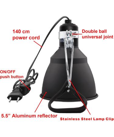 Buy Aiicioo 5.5 Inch E27 Terrarium Lamp for Iguanas | Reflector Clamp Lamp for Lizards & Turtles - Buy Online on GoSupps.com