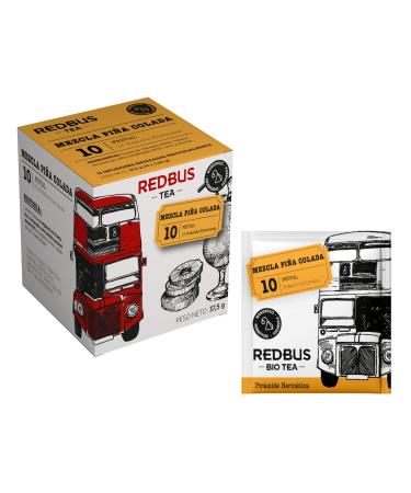 REDBUS Redbus | Pi a Colada Infusion | Pineapple and Fruit Herbal Tea | Pi a Colada Fruit Infusion Individually Wrapped Filters - 15 Pyramids (30 Gr)