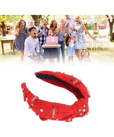 Rhinestone Hair Band Acrylic Rhinestone Knotted Jeweled Headband Accessory for Bridal Shower (Red) - Buy Online on GoSupps.com
