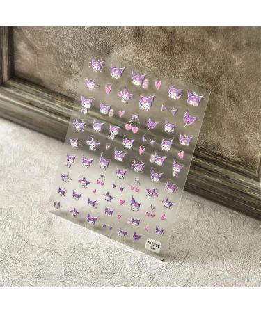 Cute Ku-romi Nail Stickers - 3 Sheets, 5D Self-Adhesive Art Supplies for Women, Girls, Kids - Kawaii Designer Manicure Decoration - 150+ Decals - Buy Online on GoSupps.com