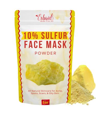 Sulfur Face Mask All Natural Sulfur Facial Clay Mask Powder Glowing Skin Mask Skincare For Acne Spots Scars Oily Skin Sulfur Acne Treatment Absorbs Excess Oil and Unclogs Pores Made in USA