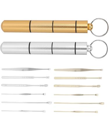 Stainless Steel Ear Wax Cleaner Tool Kit - 12pcs/2sets for Home & Salon Use - Portable Ear Pick Set for Ear Curette - Buy Online on GoSupps.com