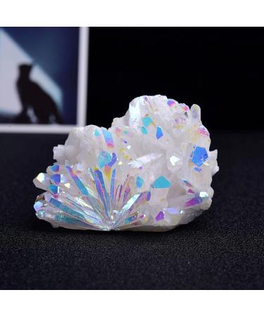 Crystal Rough Titanium Coated Rock Crystal Cluster Clear Quartz Cluster Specimen Natural Rough Quartz Geode Decorative Stone Figurine for Home Decor 200-300g (Size : 200-300g) - Buy Online on GoSupps.com