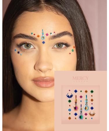 Shanaya Coloured Bindi by MERCY LONDON Crystal Indian Bindi Face Jewels Gold Multi Packet Shanaya Colored