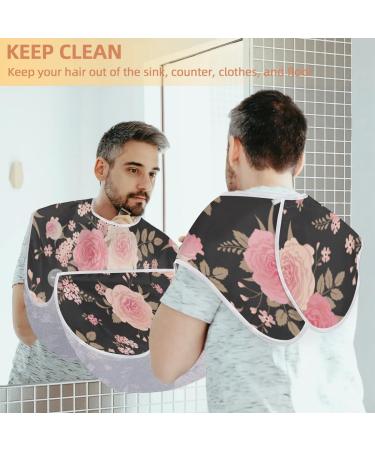 Roses Pattern Beard Bib Apron | Waterproof Hair Catcher for Men | Perfect Grooming Cloth & Gift Idea - Buy Online on GoSupps.com