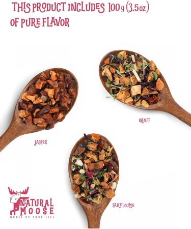 Natural Moose | Premium Loose-Leaf Tea | Rocky Mountain Bundle | Jasper Lake Louise and Banff | 3 x 100g Rocky Mountain | Herbs and Berries 3pcs - Buy Online on GoSupps.com