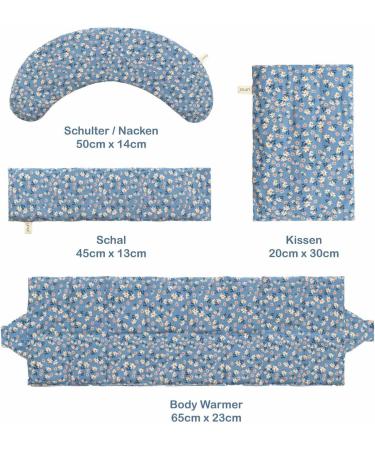 100% Cotton Cherry Stone Microwave Heat Cushion Scarf 45 x 13 cm - Blue Piquet Fabric - Buy Online on GoSupps.com