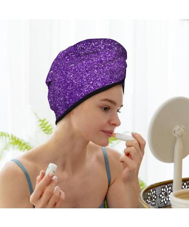 Glitter Purple Hair Towel Wrap - Quick Drying Hair Turban with Button | Perfect for All Hair Types - Shop Internationally - Buy Online on GoSupps.com