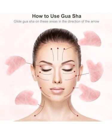 Gua Sha Rose Quartz Stone Set | Jade Facial Roller & Anti-Aging Massage Tools | Perfect Gift for Face & Neck Care - Buy Online on GoSupps.com