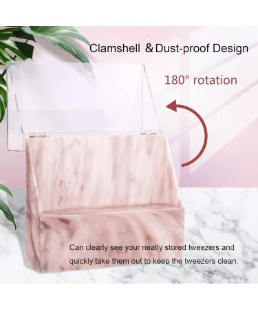 LXIANGN 8 Holes Dust-proof Eyelash Tweezers Holder Case - Pink Acrylic Marble Stand Display Organizer with Cover for Lash Extensions - Buy Online on GoSupps.com